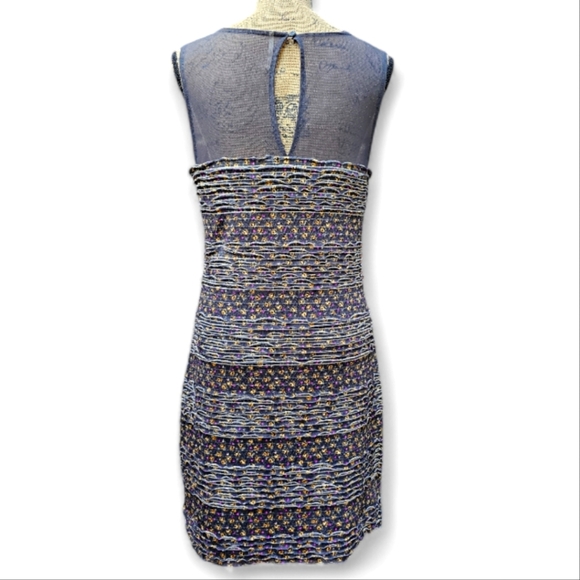 Free People Gray Floral Sleeveless Ruffle Shimmy Bodycon Mini Dress,  Size L - Picture 2 of 8